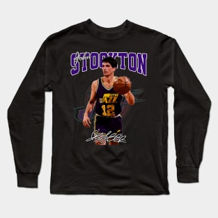 John Stockton Utah Basketball Legend Signature Vintage Retro 80s 90s Bootleg Rap Style Long Sleeve T-Shirt